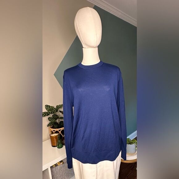 Brooks Brothers Brooktech 100% Merino Wool Sweater, Men’s Medium, Navy Blue, EUC - Picture 1 of 10